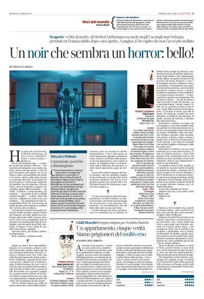 Lucarelli su La citta dei morti di Lieberman Pages from 2019-02-03 Corriere della Sera La Lettura
